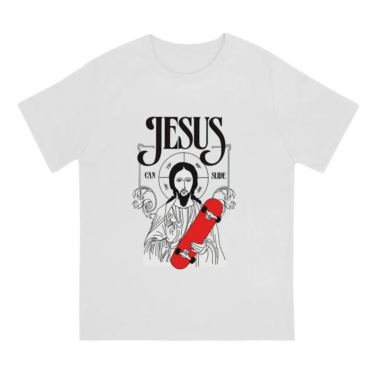 Men T-Shirt Holding A Skateboard Funny Cotton Tee Shirt Short Sleeve Jesus CrossFit Funny T Shirt Round Collar Clothing Printed