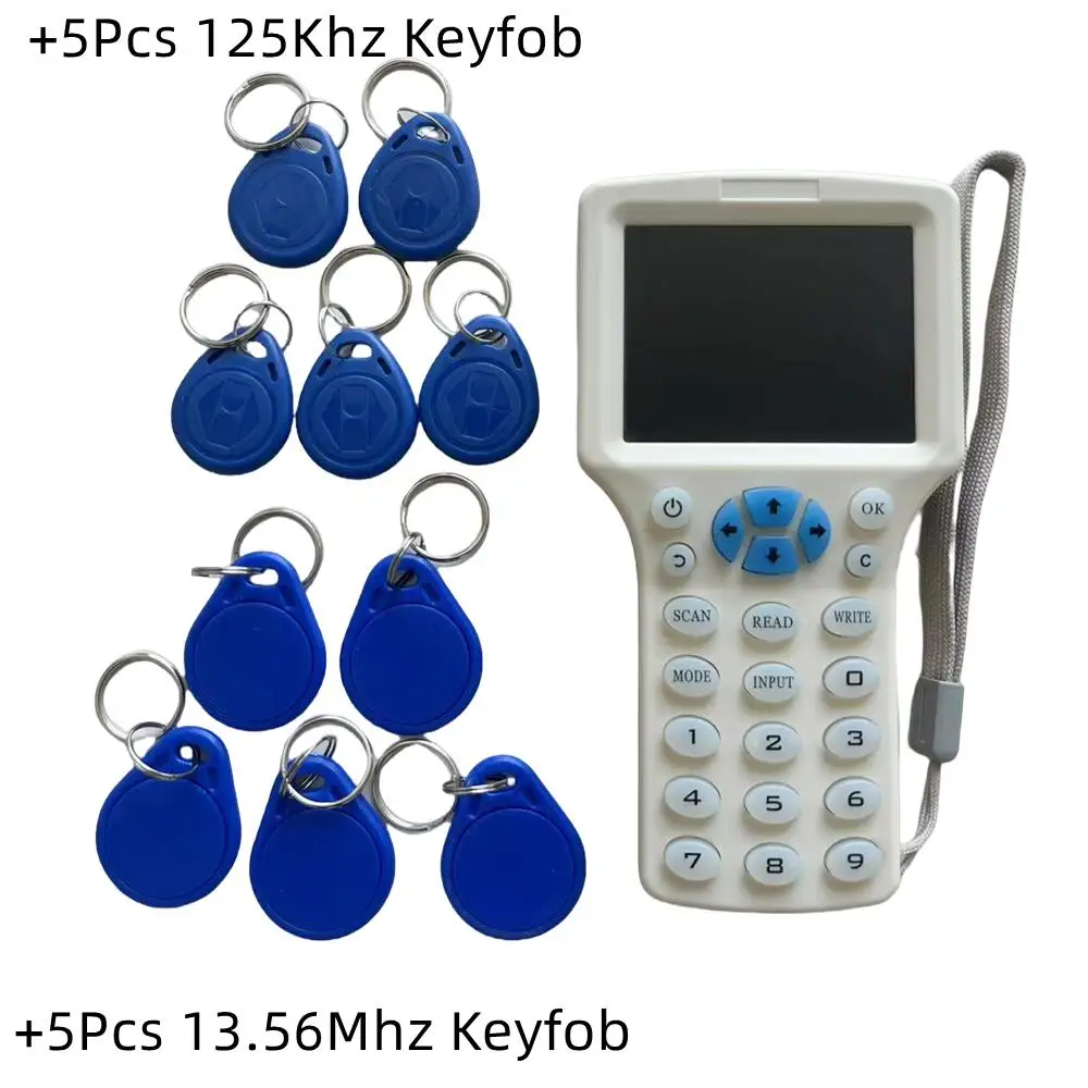 10 Frequency NFC Smart Card Reader Writer Duplicator 125Khz 13.56MHz RFID Copier USB Encryption Decoding Reader Key Replicator