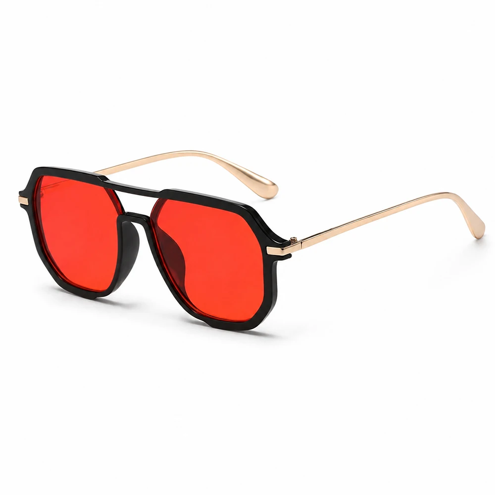 Retro Doppelbrücken-Sonnenbrille Quadratisch für Damen und Herren Vintage UV400 Modische Sonnenbrille für Täglichen Outdoor-Gebrauch – Detail 13