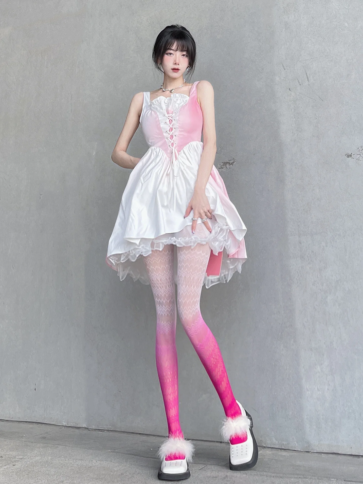 Frauen Anime Farbverlauf Strumpfhosen Mode Muster Fishnet Strümpfe Sexy Harajuku Strumpfwaren Nylon Weibliche Bunte Kawaii Strumpfhosen – Detail 7