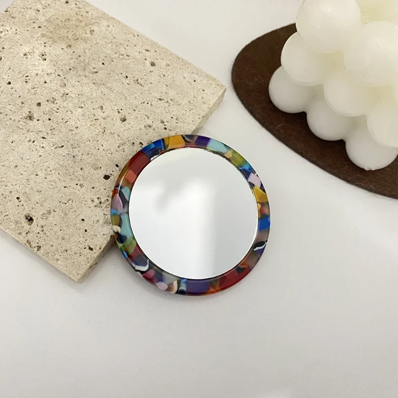 Simples acetato pequeno espelho redondo pequeno padrão zebra espelho de maquiagem portátil mini espelho de maquiagem redondo acessórios de viagem