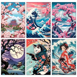 DIY Diamond Painting Cherry Blossom Fuji Mountain Landscape Mosaic Embroidery Cross Stitch Kit Living Room Home Art Wall Decor