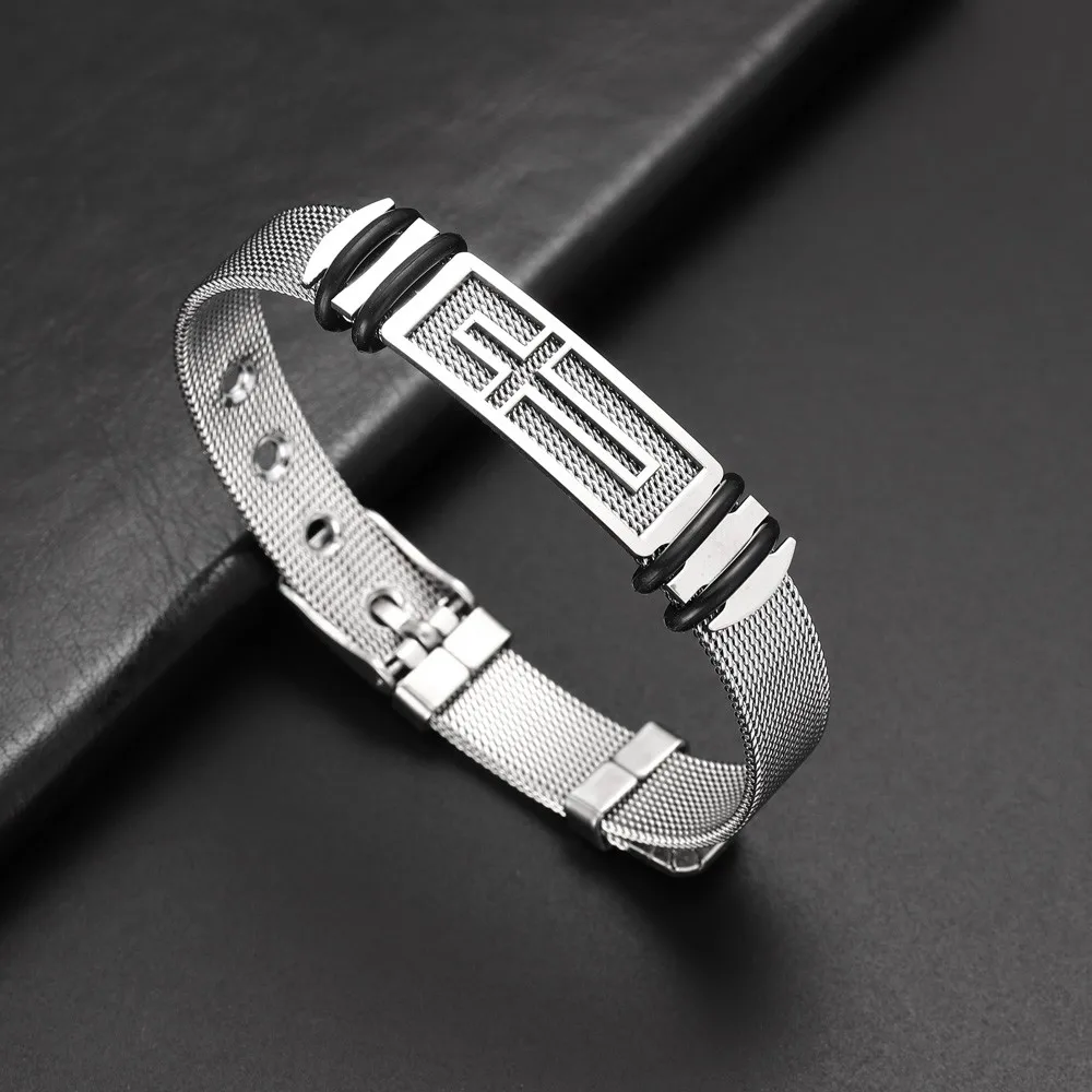 Trendy Christian Cross Stainless Steel Men\'s Bracelet New Fashion Metal Religious Accessories Charming Jewelry for Parties