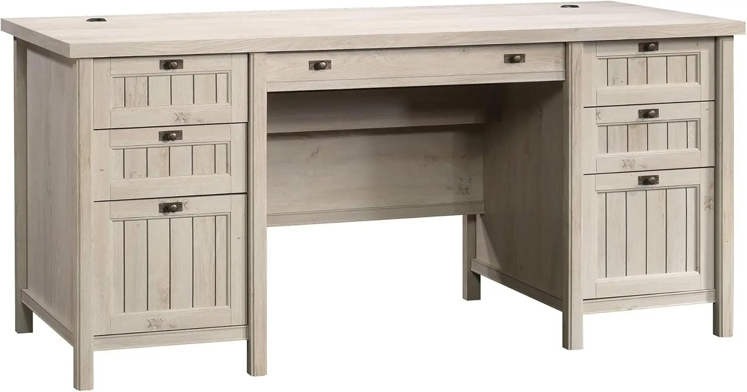 

Costa Office Desk with Drawers, Executive Desk with File Drawer Storage, in Chalked Chestnut