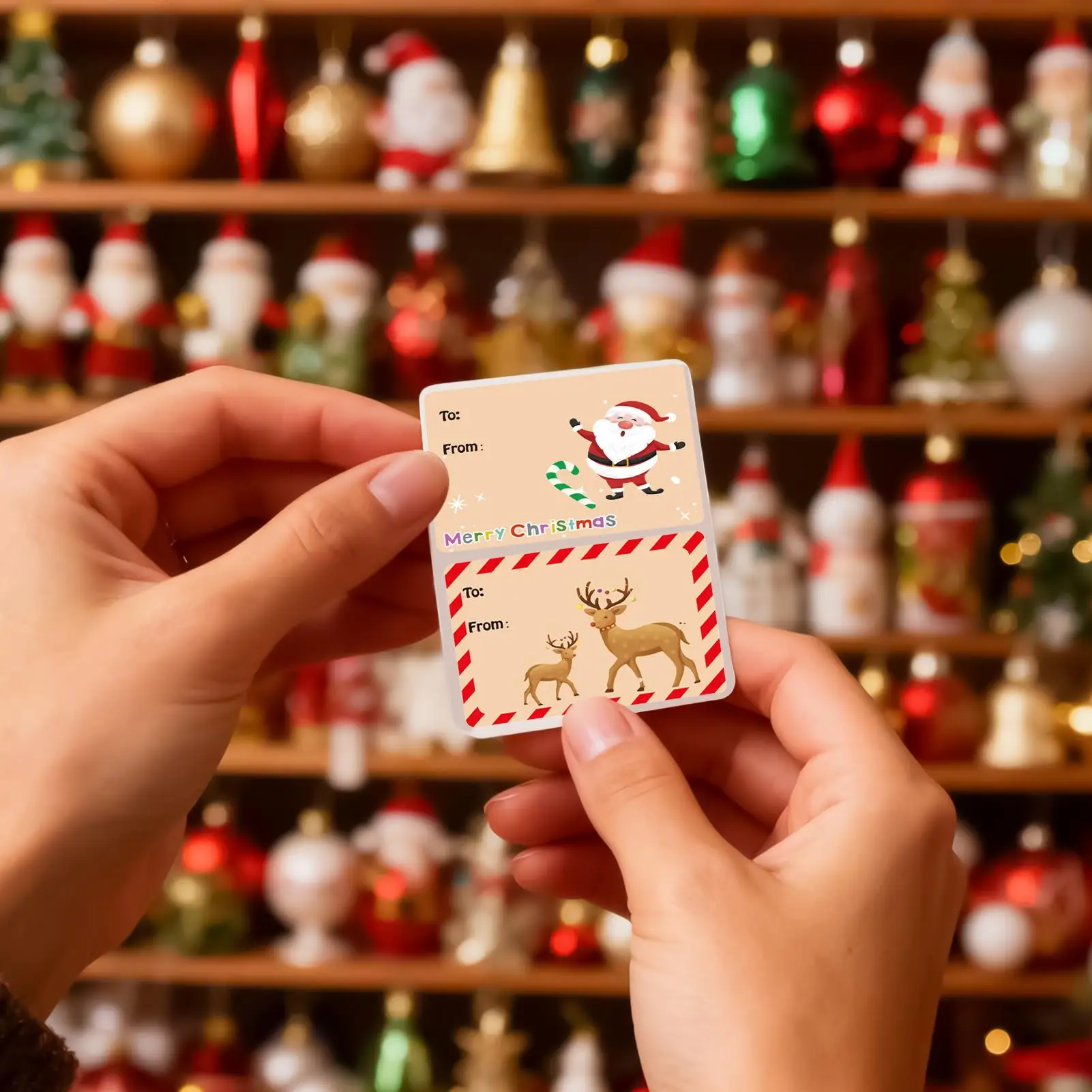 Christmas Tags Stickers Roll 500 Pieces Decorative Adhesive Cartoon Assorted Stickers Christmas Labels Envelope Seals Tags For