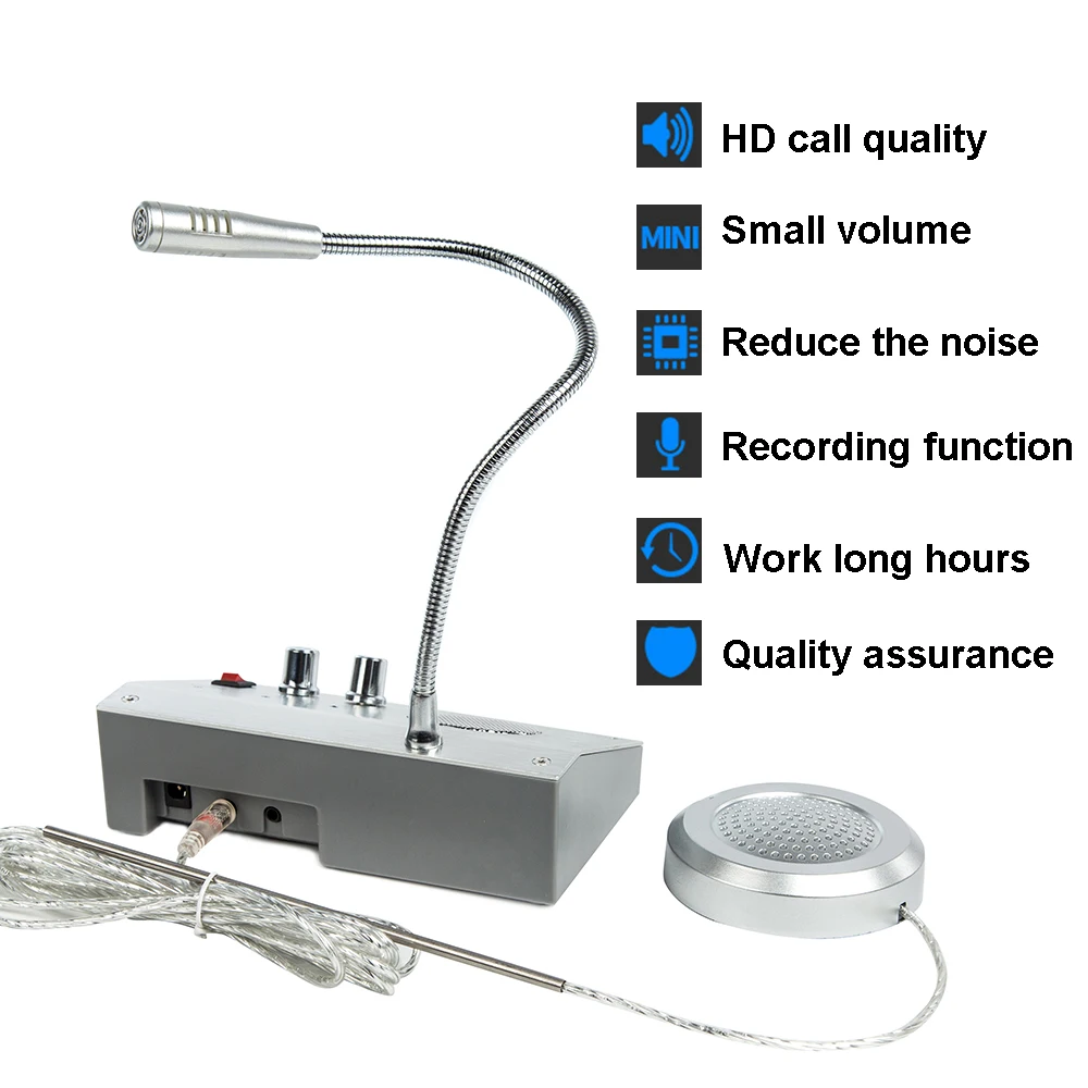 Imagem -06 - Intercomunicador para Ventanilla Sistema de Intercomunicação de Janela Anti-interferência Intercomunicador Restaurantmicrofone de Intercomunicação Bidirecional Conversa Através de Interfone de Vidro Loja Office Bank