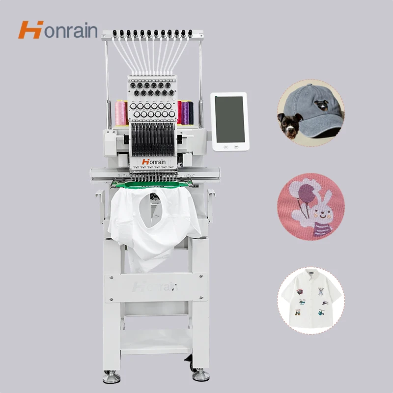Household Embroidery Machine Single Head Computer Embroidery Machine for Cap Flat T-shirt 9/12 Needles Embroidery Machine