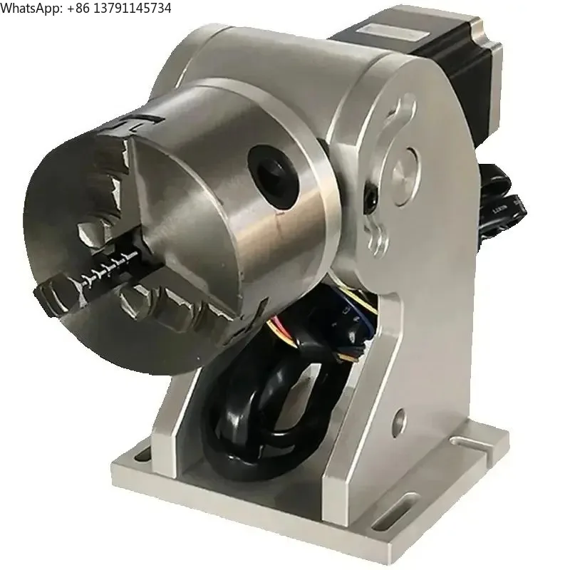 80mm rotating axis for 5-hole fiber laser marking machine with three fixture&multifunctional support for nameplate marking