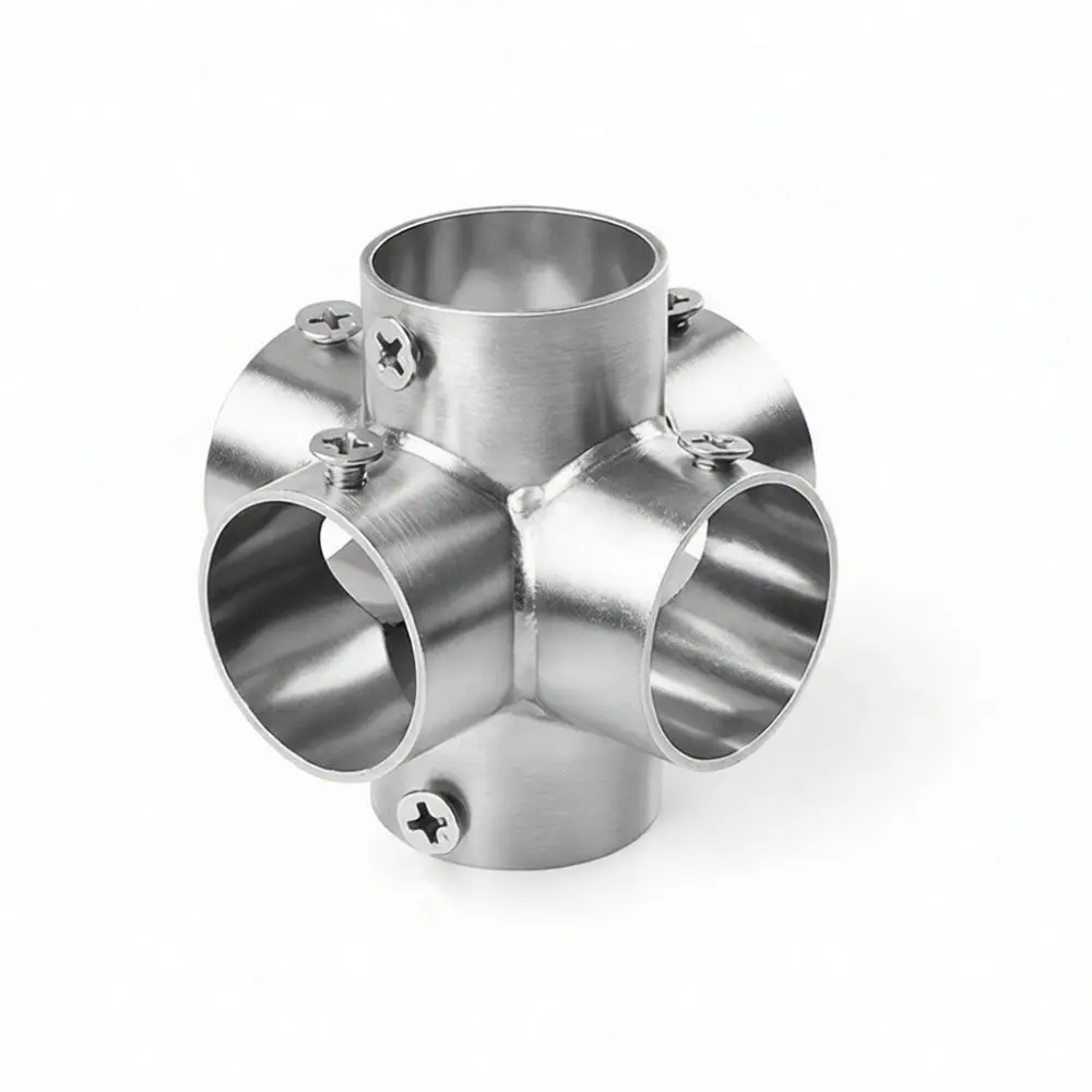 Durable Stainless Steel Tube Connector Industrial Pipe Fitting Right Angle Joint For Frame Display System Hardware