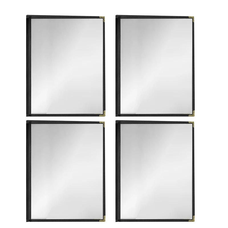 12 Pack A4 Menu Protective Case Crystal Clear Vinyl (Black, 2 Pages/4 Views - 8.5 Inch X 11 Inch)