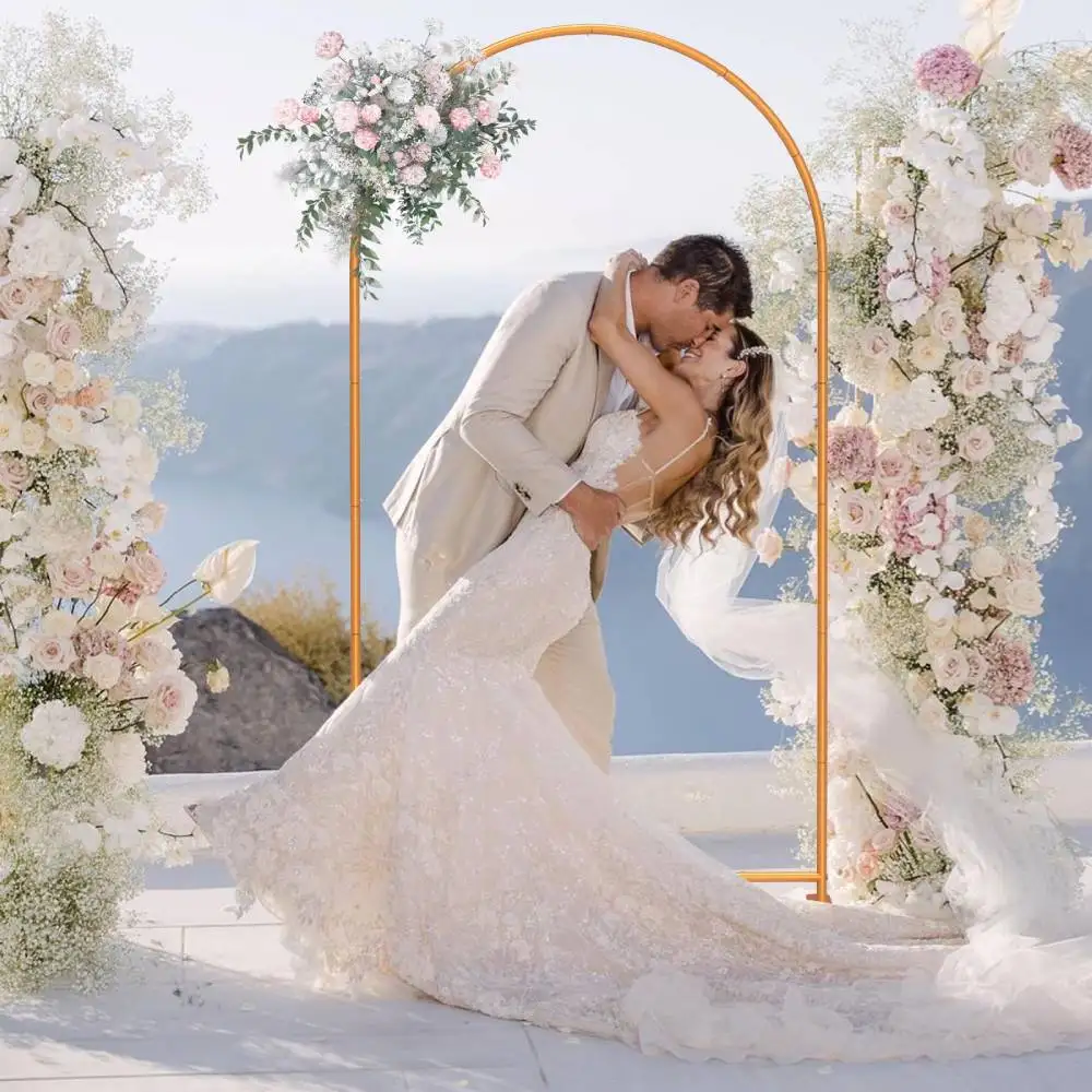 

6 FT Wedding Arch Backdrop Stand, Square Arch Gold Metal Arch Backdrop Stand for Wedding Ceremony Birthday Party