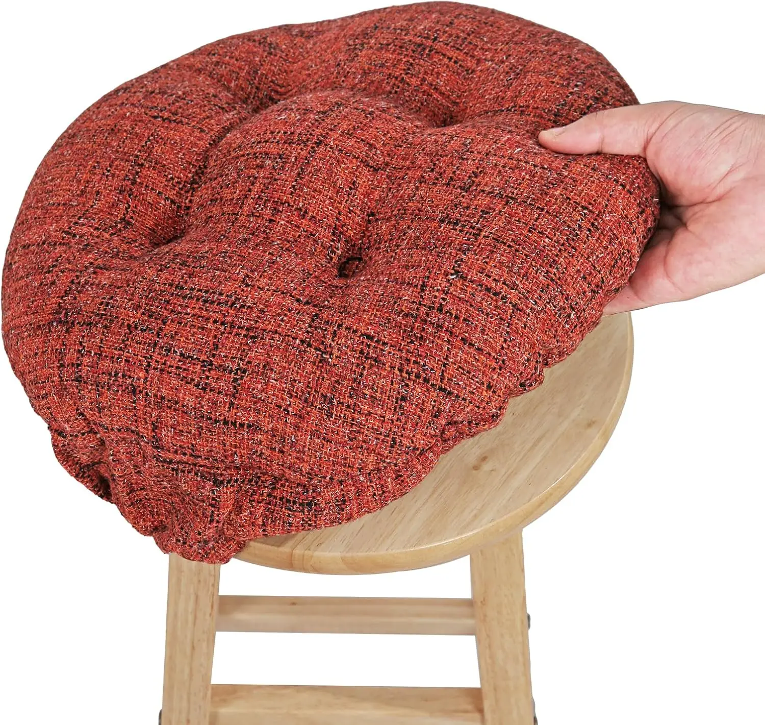 

Modern Bar Stool Cushion Dia.13, Fashion Interweaving Design Anti-Skid Silicone Round Stool Seat Cushion Cover Padded (Red,