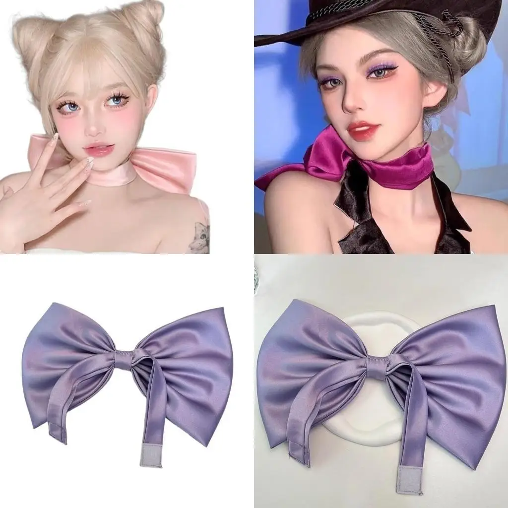 

39BD Ribbon Bow Choker Collar Fashion Lolitas Bowtie Neckband Animes Cosplays Costume