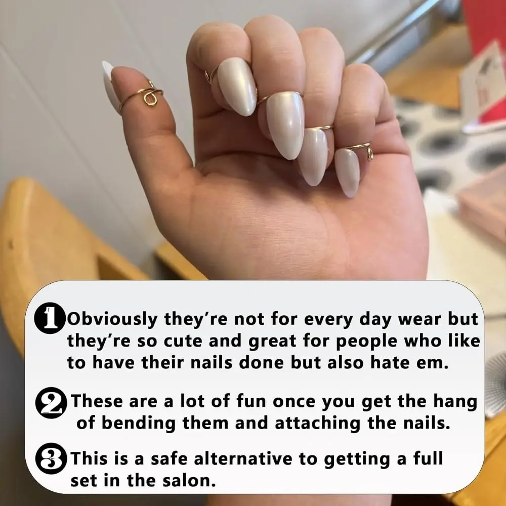 Novos anéis de unhas reutilizáveis causal cor dourada dedo anéis de unhas fáceis de usar removível phalanx anel decoração da arte do prego