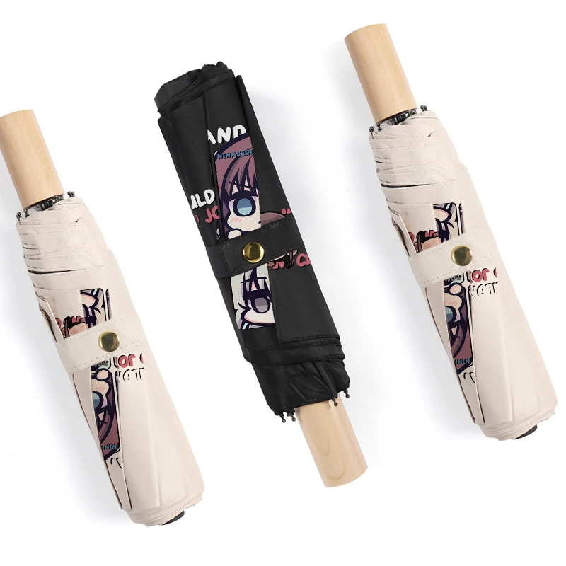 Anime MENINAS BAND CRY Dobrável Sol Chuva Guarda-chuva NINA ISERI MOMOKA KAWARAGI Cosplay Anti-UV Viagem Guarda-sol Pára-sol Presente de Natal