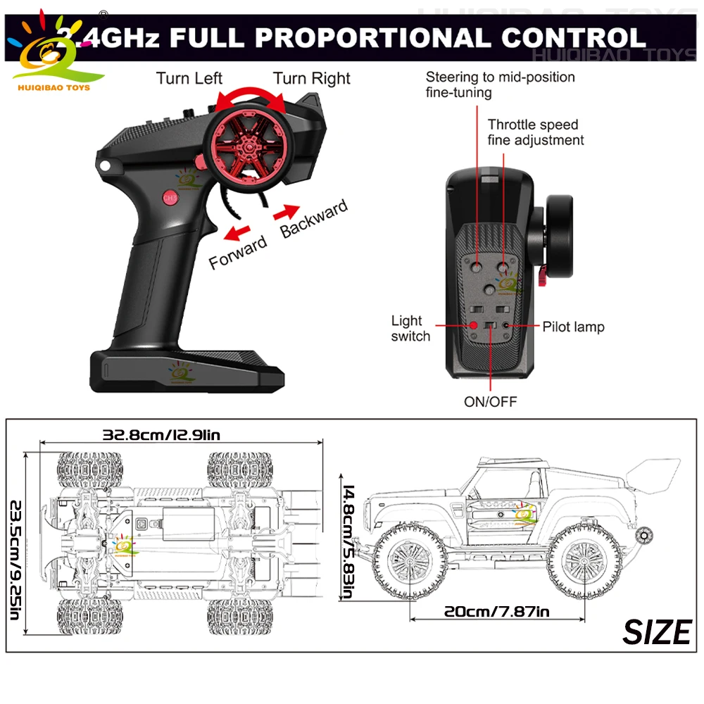 HUIQIBAO 1:14 مقياس كبير RC سيارة هواية 2.4 جرام التحكم عن بعد شاحنة بيك اب تسلق نموذج مركبة 4wd عالية السرعة على الطرق الوعرة الصبي هدية #4