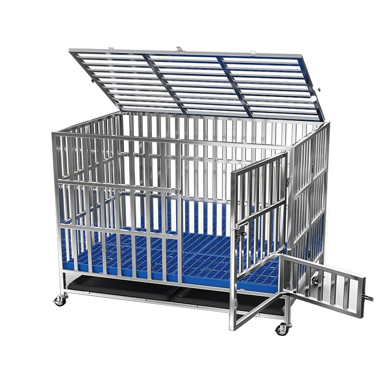 

Stainless steel folding dog cage medium square tube indoor with toilet