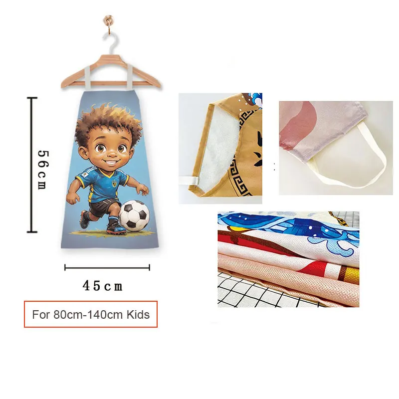 Cool Cartoon Soccer/Football Boys Girls Sleeveless Apron Kids Bib Children Class Craft Art Painting Aprons Kitchen Cooking Tools