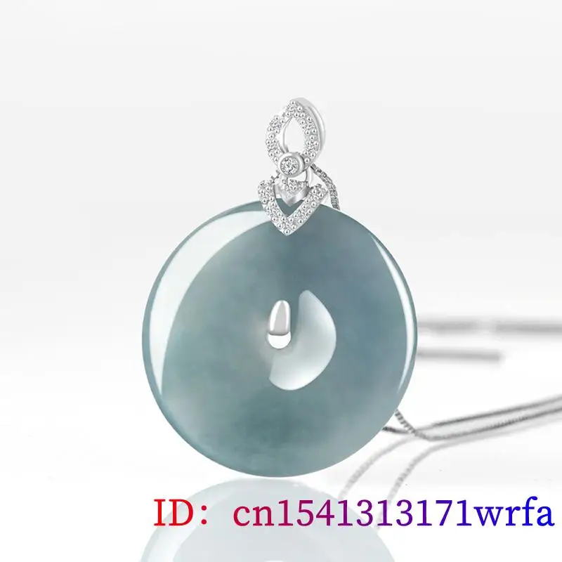 Imagem -02 - Jadeite Azul Donut Colar de Pingente Real Burmese Jade Acessórios Charme Fashion Gargantilha Banhado a Ouro 18k Gemstone Vintage