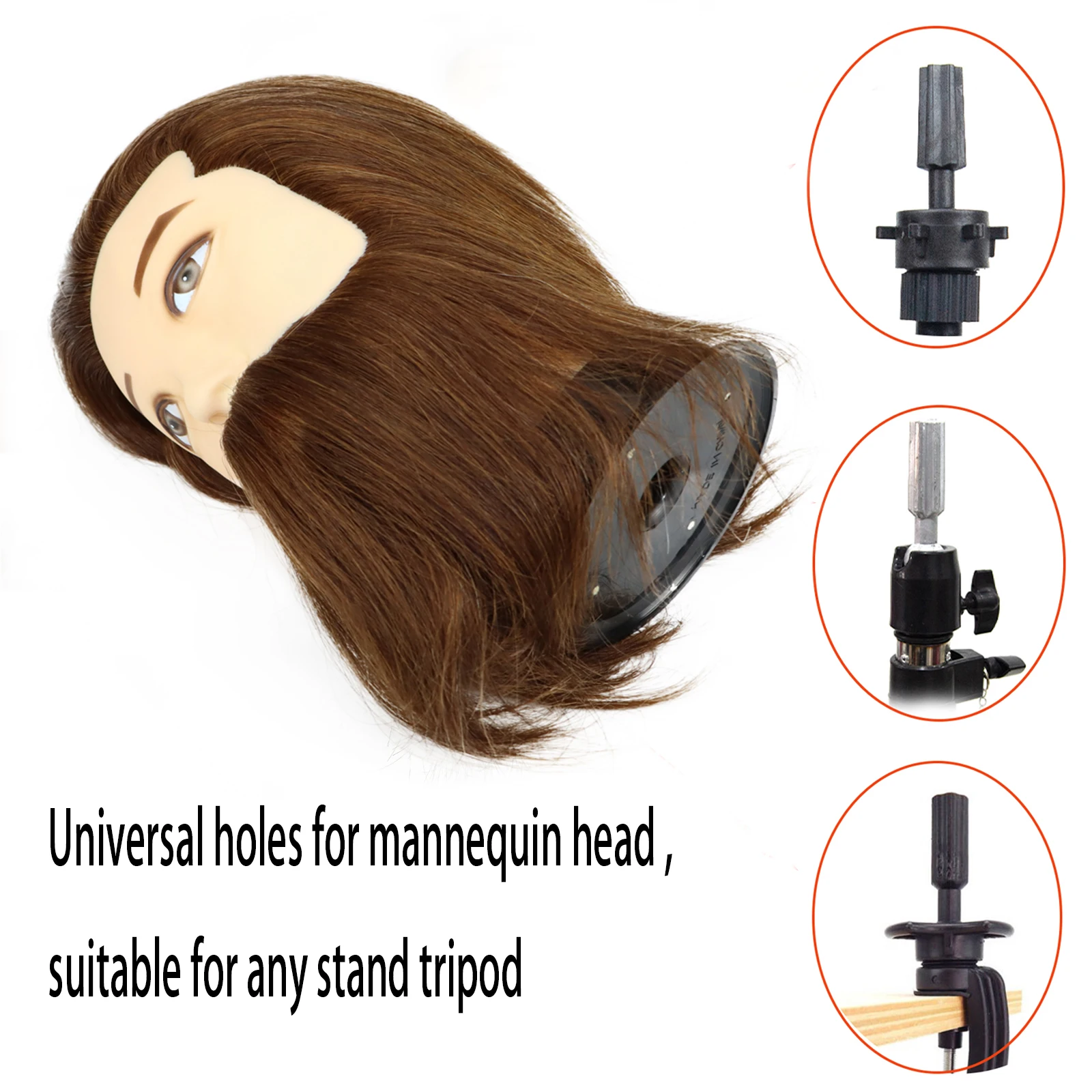 Tête de Mannequin avec 100% de Cheveux Humains Remy Noirs pour la Pratique du Coiffeur, Entraînement en Cosmétologie, Tête de Beurre pour la Coiffure