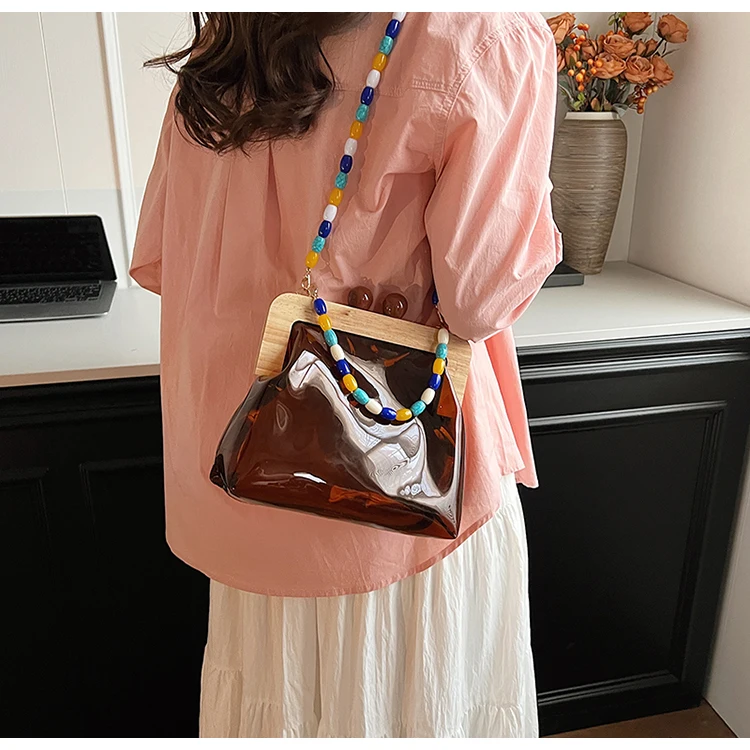 Moda Versatile perline borse a tracolla in gelatina PVC trasparente Design unico borse a tracolla celebrità Internet per le donne 2024 nuovo