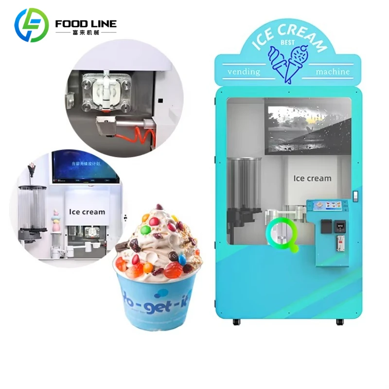 Customized Self-service robot hard ice cream vending machine automatic ice cream machine smart touch screen