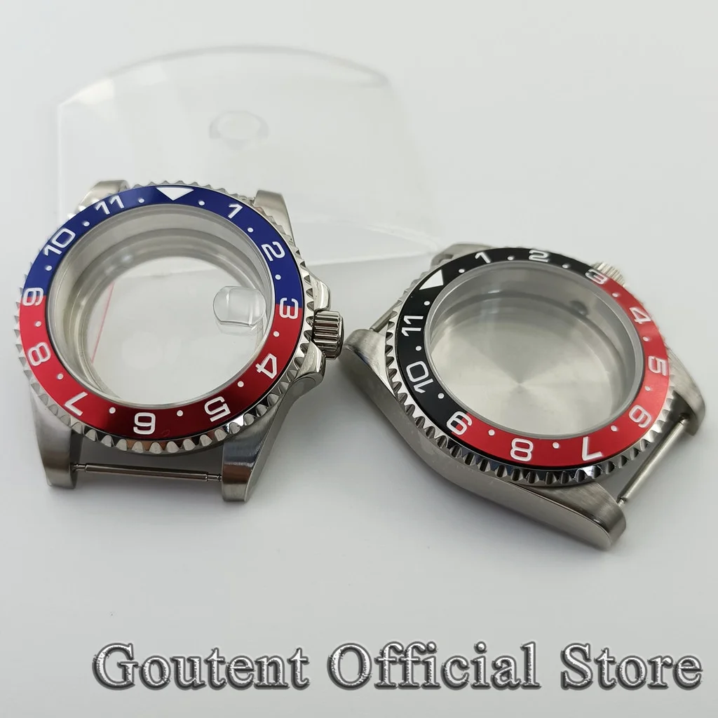 Goutent 40mm Sapphire Glass Watch Case Red Green Black Purple Titanium Bezel Fit NH35 NH36 Miyota8215 821A ETA2836 2824 Movement