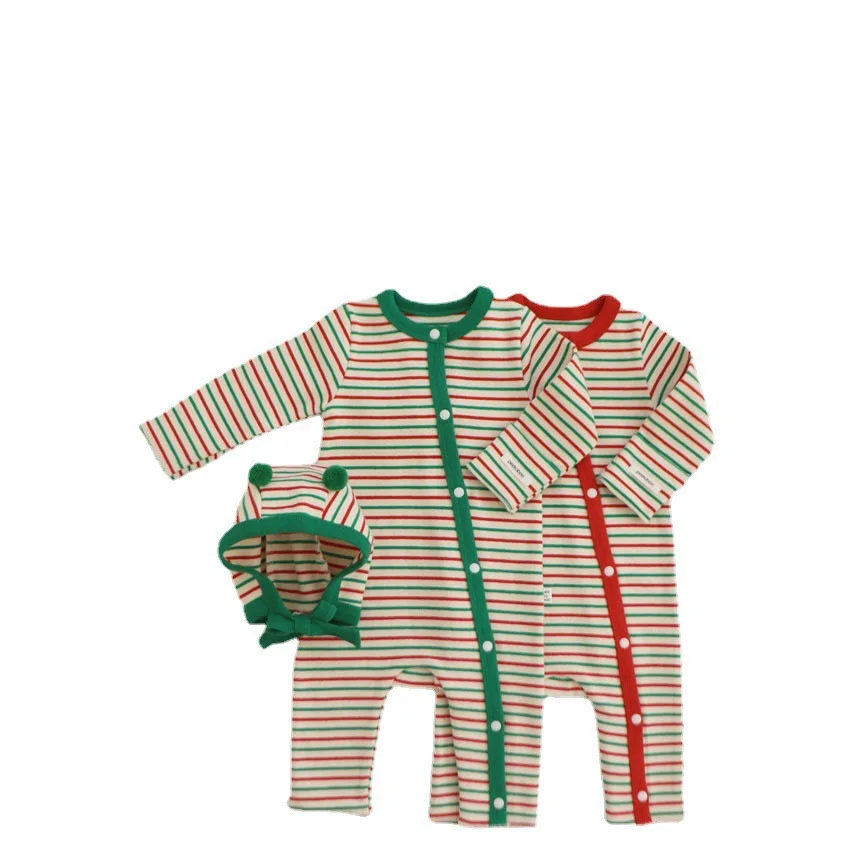 

Korean Version Baby Christmas Clothes 2025 Autumn And Winter New Baby Christmas Comfortable Jumpsuit Set With Hat Include