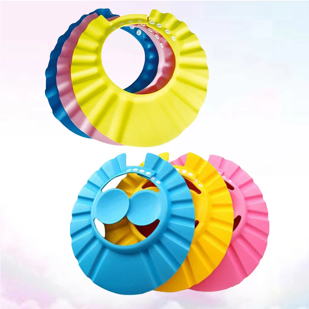 

6pcs Baby Bathing Cap Adjustable Waterproof Hair Wash Shield For Infant 3 Months To 6 Years Shampoo Shower Cap