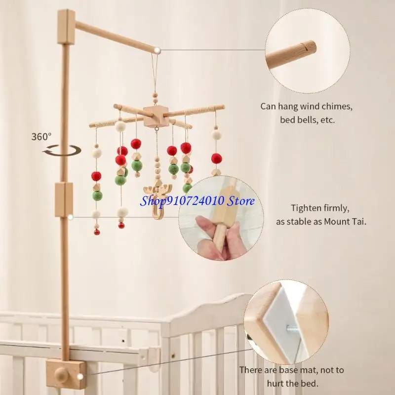 77HD support téléphone portable pour lit en bois naturel, cadre carré, support conception robuste pour berceau bébé,