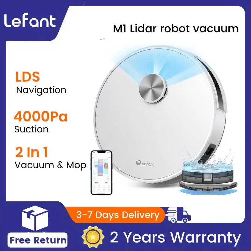 Robot aspirador LEFANT M1 con mapeo de varios pisos, 4000Pa, batería de 4000 mAh, navegación LDS, aplicación/Alexa, electrodoméstico inteligente