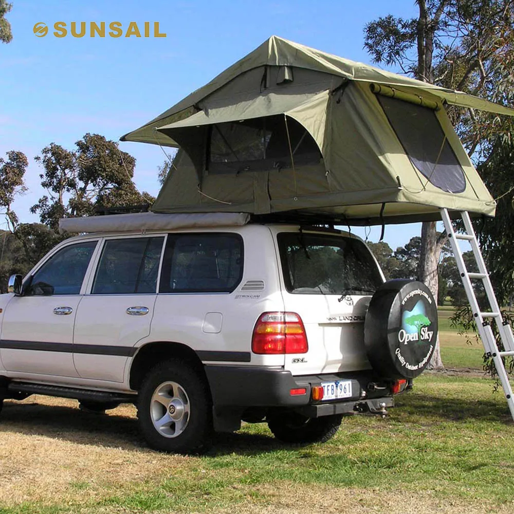 Suzuki Samurai Roof Tent Hard Shell Rooftop Tent Car Camping Tent with Awning Ripstop Canvas for SUV 4WD