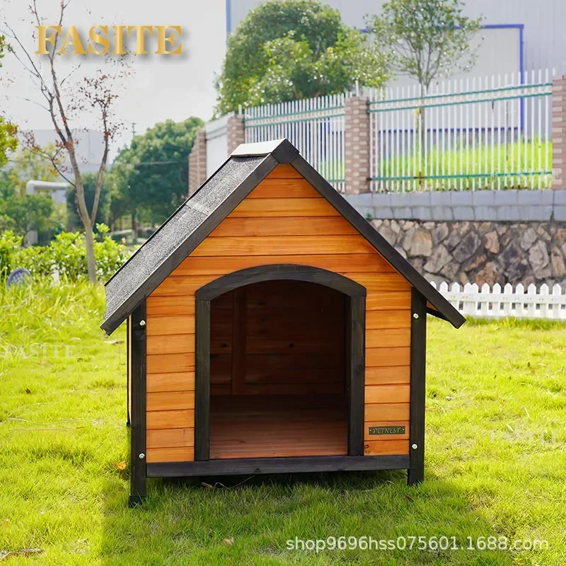 For Large Dogs Solid Wood Dog House Indoor Outdoor Four Season Pet Kennel Cage Sun Rain Protection Warm Weatherproof Wooden