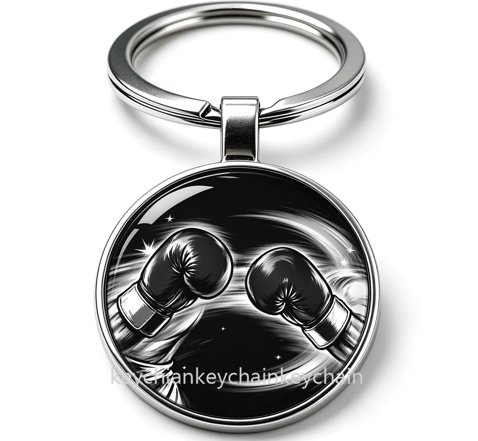 boxing lover gift Keychain Round Photo Keyring Fashion Bag Charm Car Key Pendant Gift