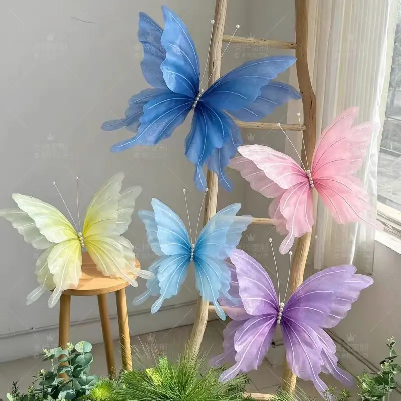 

Three-dimensional butterfly gauze silk decoration wedding road guide props floral paper art check-in