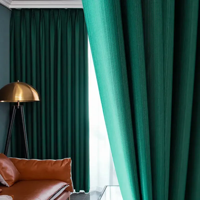 High Blackout Jacquard Curtains for Living Room Bedroom Finished Custom Thick Insulation Soundproof Solid Color Luxury