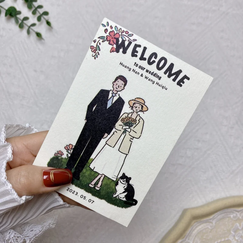 Customized. Simple and Artistic Wedding Thank You Card Banquet Business Retro Style Handwritten Wedding Invitation