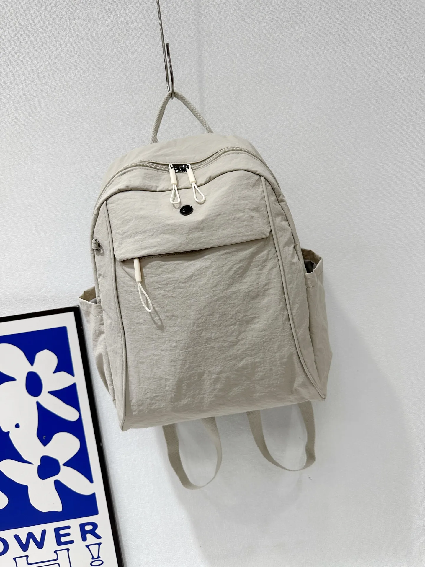 

[Nylon Backpack]Solid Color Oxford Fabric Nylon Large Capacity Casual Crossbody Bag Adjustable Strap Lightweight Travel Backpack