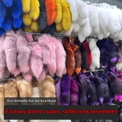 Fluffy Fox Fur Tail Keychain Keyring Kawaii Chic Y2k Accessory Pendant Length 40Cm Cosplay Tail Keychains For Women Bag Charms