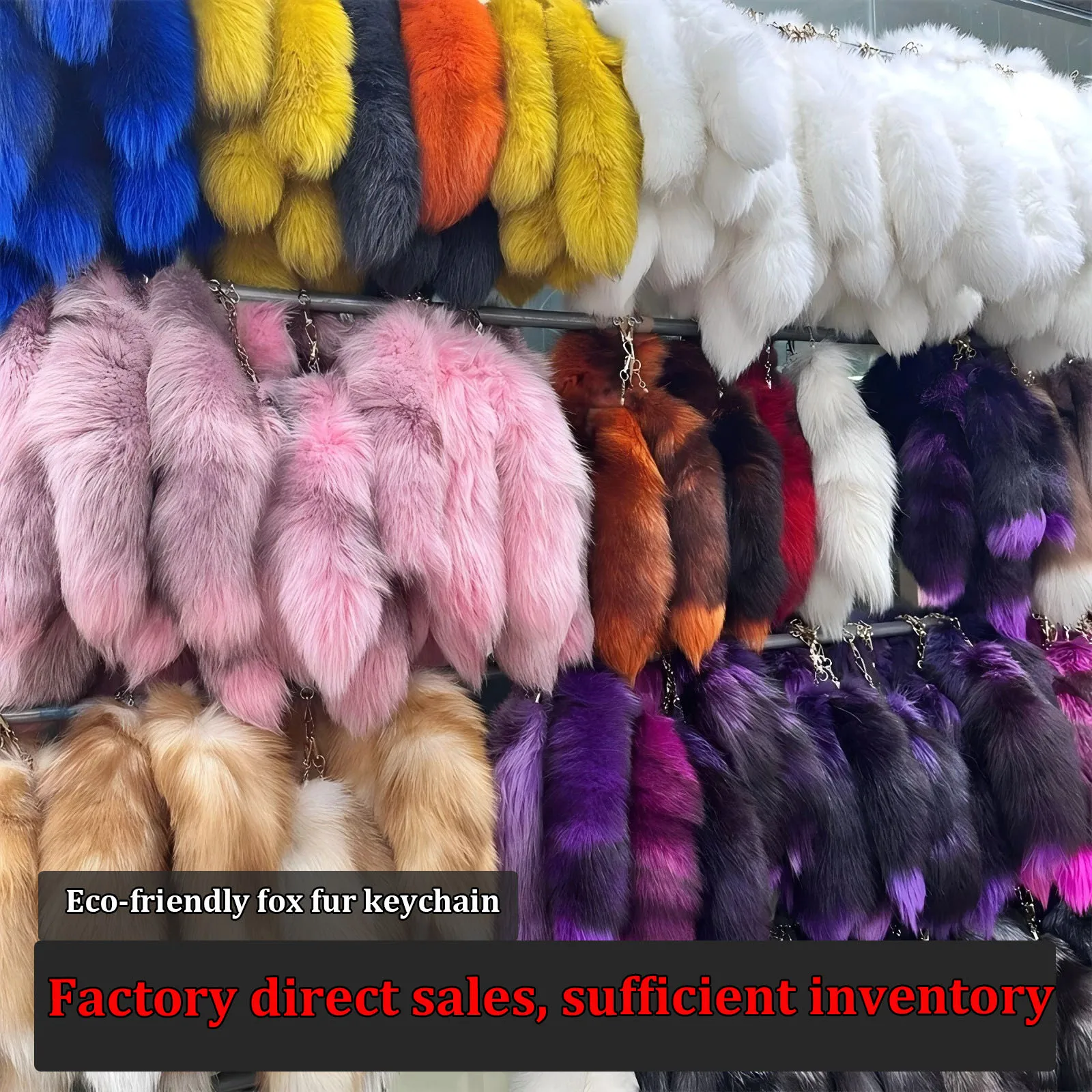 Fluffy Fox Fur Tail Keychain Keyring Kawaii Chic Y2k Accessory Pendant Length 40Cm Cosplay Tail Keychains For Women Bag Charms