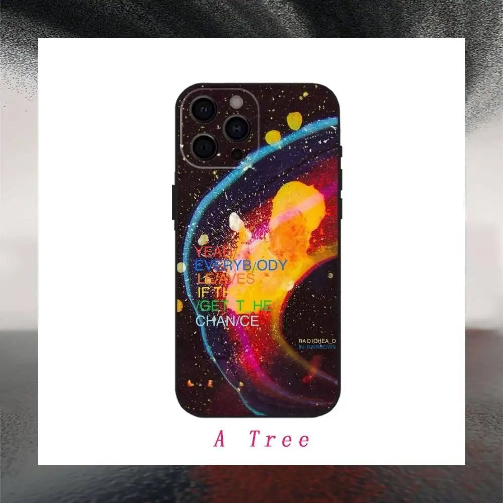 R-Radiohead الفرقة R-قوس قزح جراب هاتف آيفون 17 16 15 14 13 12 ماكس زائد سيليكون غطاء أسود