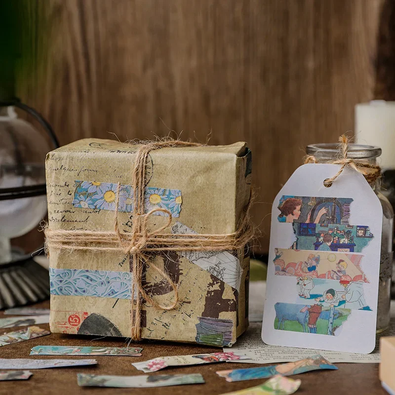 50pcs/set Memory Trace Series Creative Animals Paintings Maps Hand Book Journal DIY Decorative Stickers