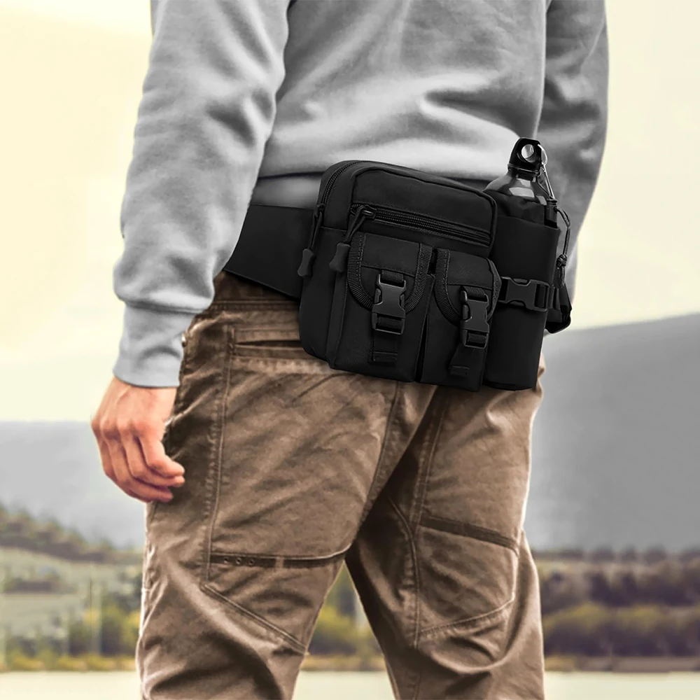 حقيبة خصر تكتيكية مقاومة للماء في الهواء الطلق للرجال ، حزمة حزام الهاتف ، مموهة ، حقيبة زجاجة مياه ، الصيد ، المشي لمسافات طويلة ، التسلق #6