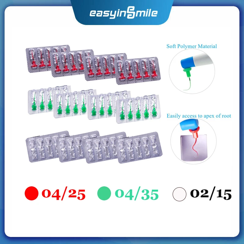 60pcs Easyinsmile Dental Endo Activator Tip Endo Irrigator Tips Root Canal Cleaning Tips Never Break High quality