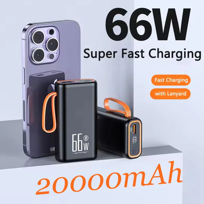 

Mini Power Bank 20000mAh with 66W PD Fast Charging Powerbank Portable External Battery Charger for iPhone Huawei Xiaomi Samsung