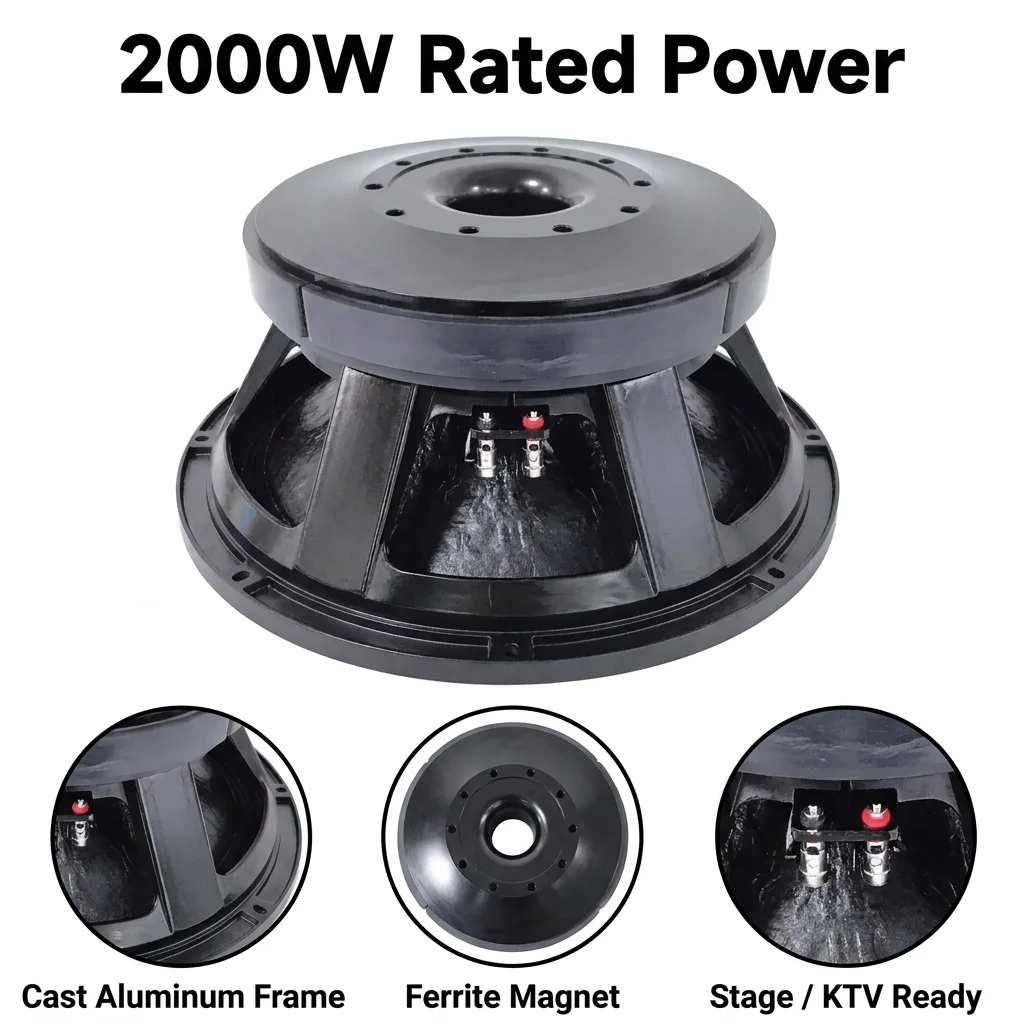 Professional 18Inch Subwoofer 2000W AES High Power 6Inch Voice Coil 97dB Sensitivity Pro Audio Bass Driver for Line Array System