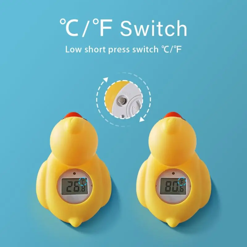 Swimming Pool Water Bath Thermometer, Cute Yellow Duck Floating Baby Bath Tool Hot Low Temperature Alarm Waterproof Kid Toy