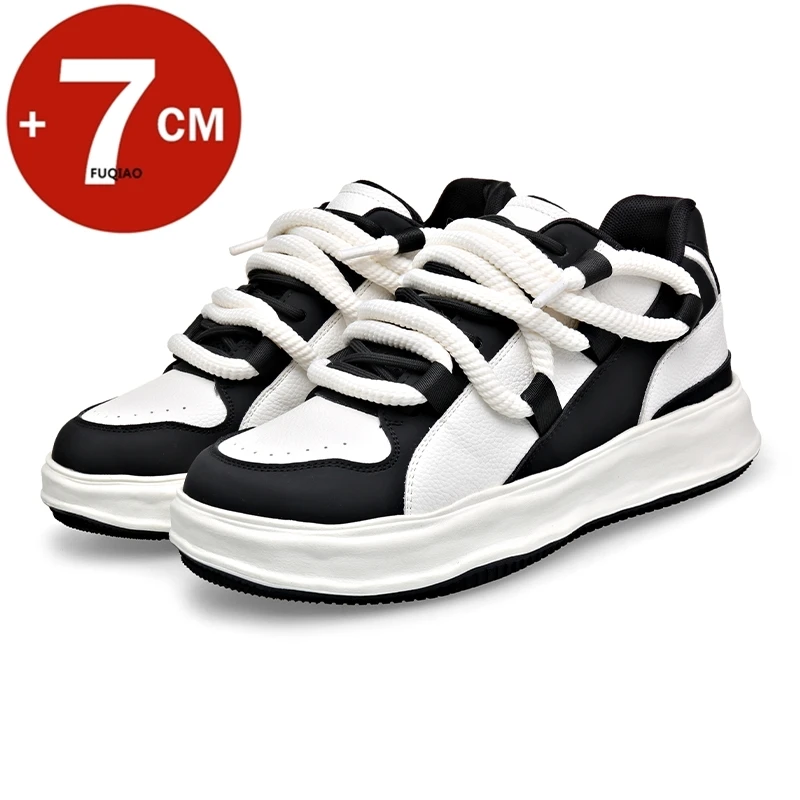 

Platform Men Shoes 7cm Insole Height Increase Elevator Shoes Hidden Heels Inner Heightening Sports Shoes Thick Sole Lift Sneaker