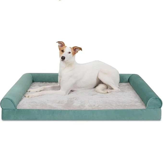 

Orthopedic Dog Bed for Large Dogs Waterproof Floral Sofa Bolster Soft Crate Foam Plush Pet Couch Removable Washable Cover