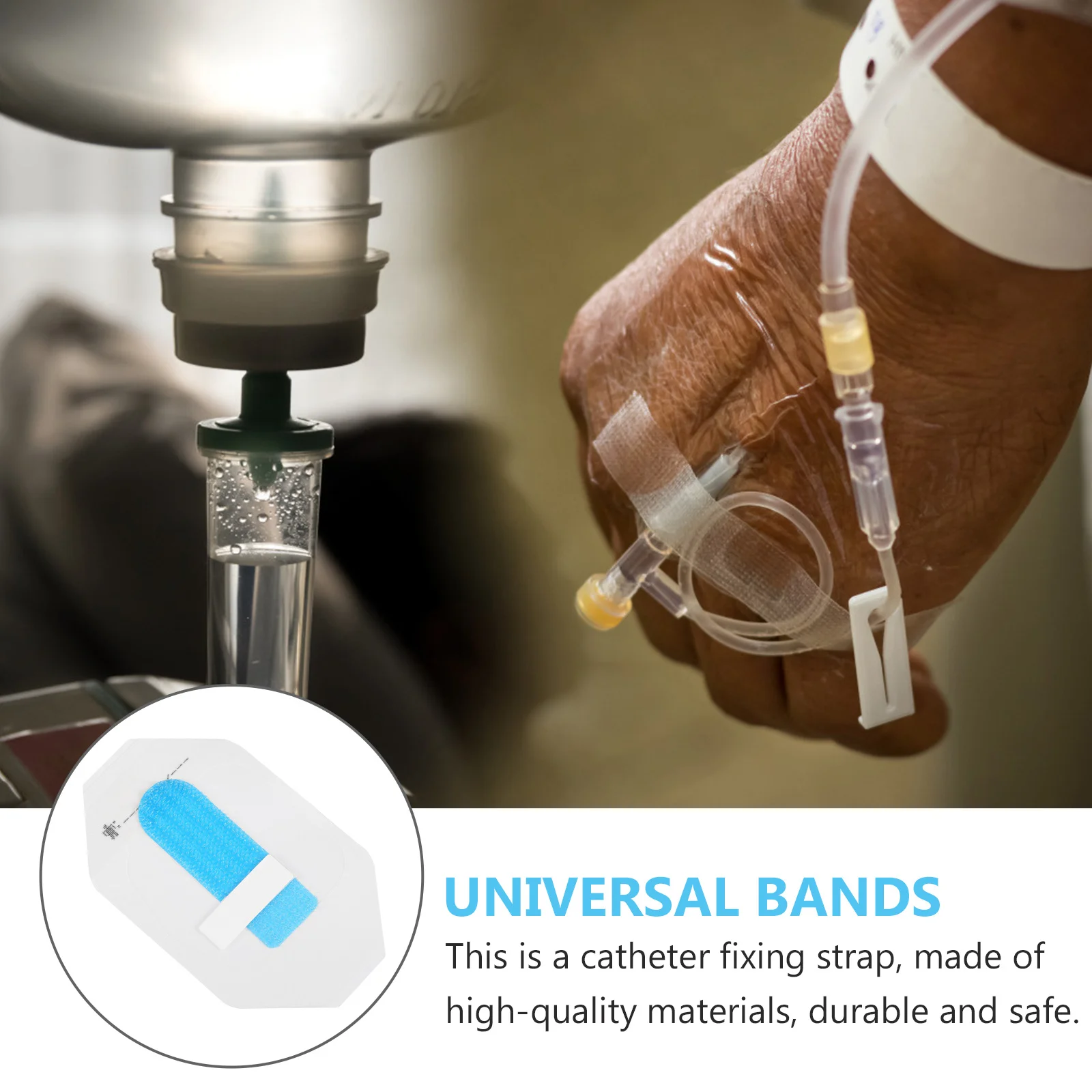 

10pcs Catheter Fixation Straps Universal Bands Adjustable Sticky Urine Bag Straps For Home Medical Use Blue White